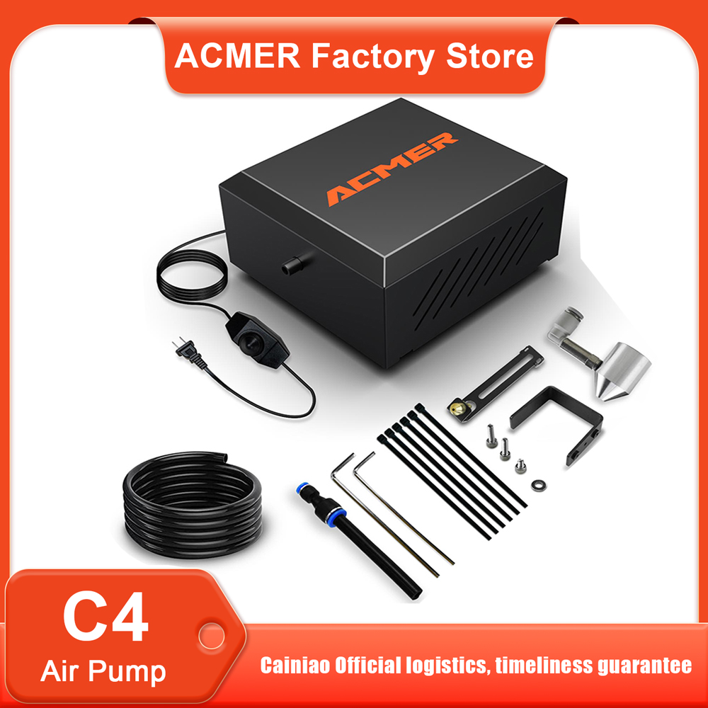 Air Assist Pump Laser - ACMER C4 レーザーエアアシストポンプ CNC レーザー彫刻用調整可能なエアフローポンプ煙や粉塵を除去します