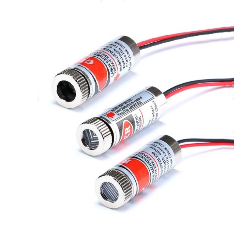 Industrial Laser Line Module - 650nm 5mW 赤色点/線/十字レーザーモジュールヘッド ガラスレンズ フォーカス調整可能 レーザーダイオードヘッド