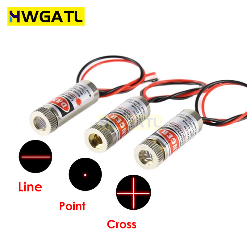 Industrial Laser Line Module - 650nm 5mW レッドポイント/ライン/クロスレーザーモジュールヘッドガラスレンズ集束可能フォーカス調整可能なレーザーダイオードヘッド工業用クラス