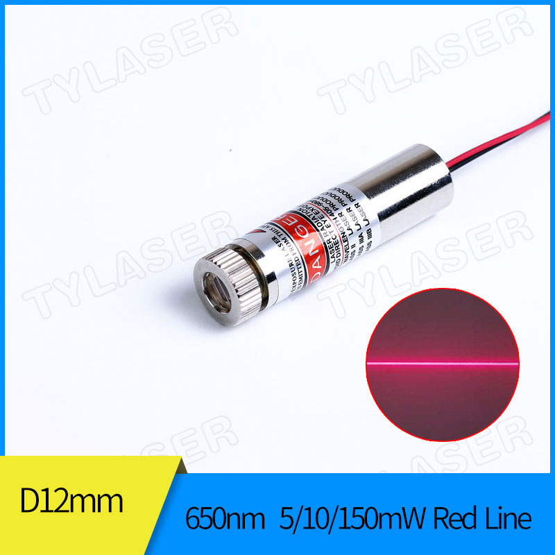 Industrial Laser Line Module - ポケットレーザーダイオード,12mm,650nm,レッドレーザー,5mw,10mw,15-130度,工業用クラス,iia,長時間作業