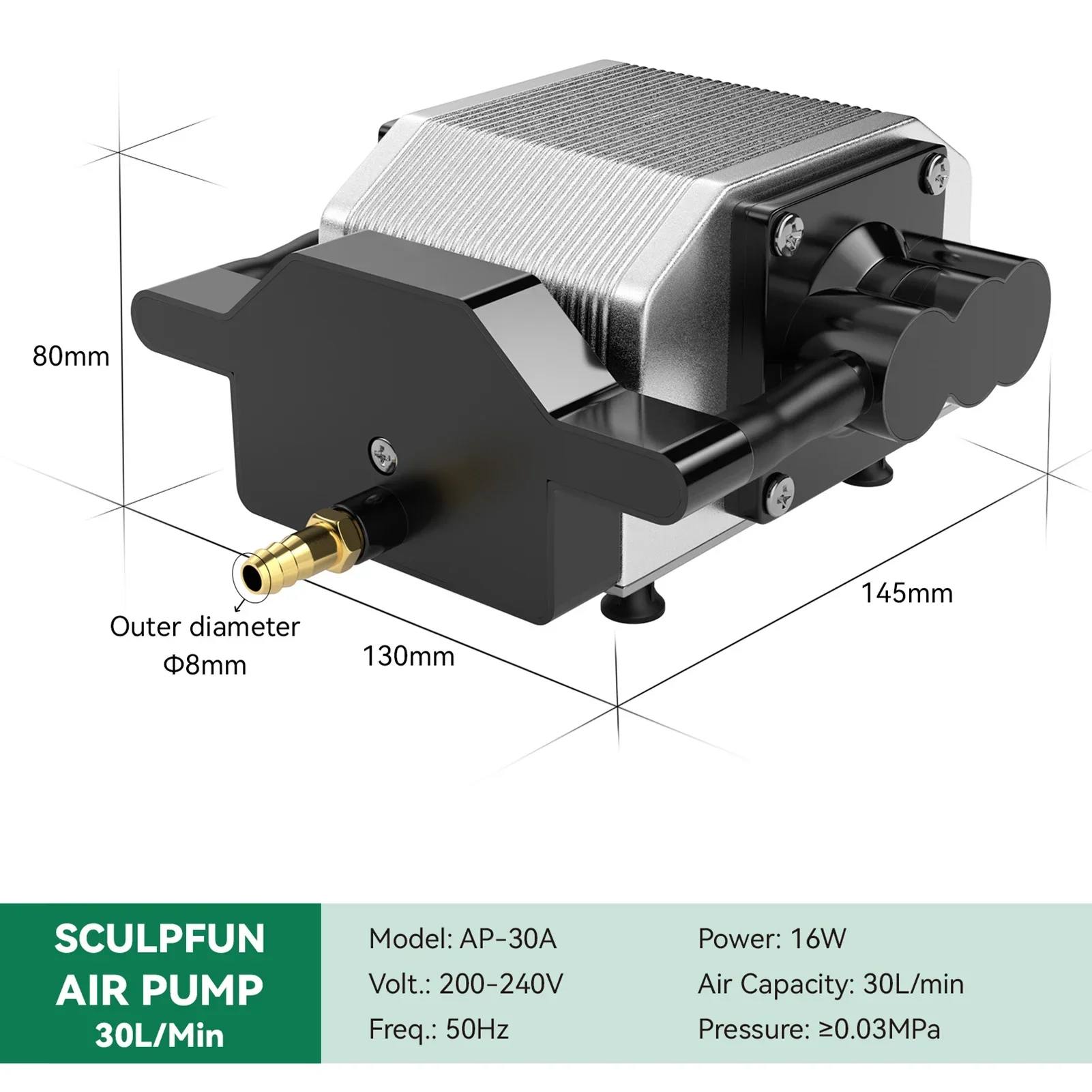 Air Assist Pump Laser - 30L/分レーザーエアアシストポンプエアコンプレッサー S10 レーザー彫刻機用調整可能な速度低ノイズ低 Vi