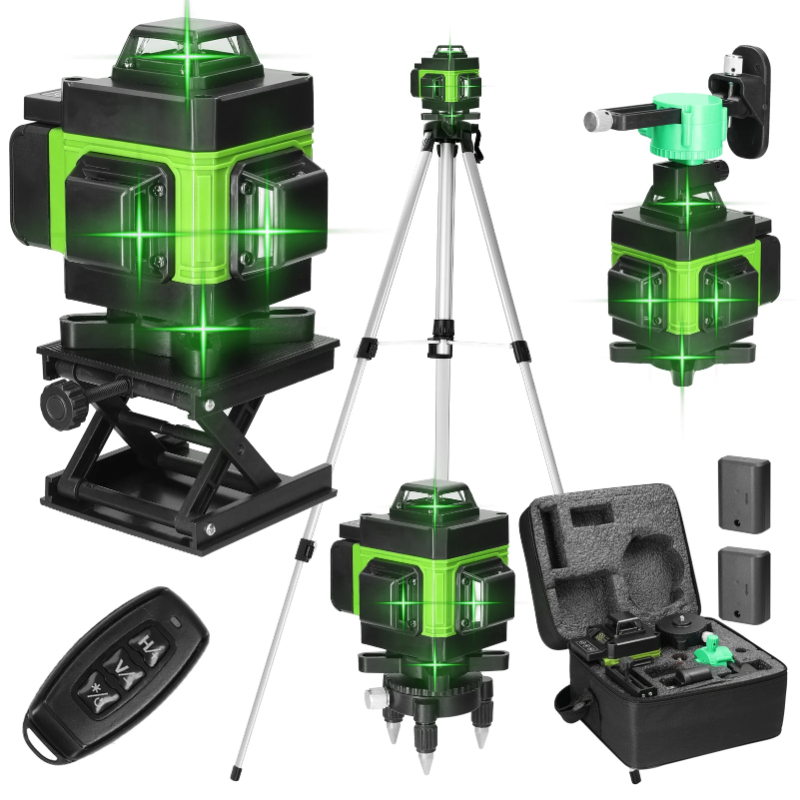 Industrial Laser Measurement - 三脚/ニベルAレーザー 16ライン プロ仕様グリーンレーザー墨出し器 自動水平調整 360°オートニベラント